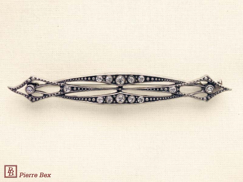 Pierre Bex Art-Deco brooch with rhinestones 45176-36