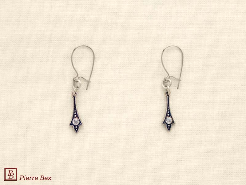Pierre Bex Art-Deco earrings with rhinestones 45215-07