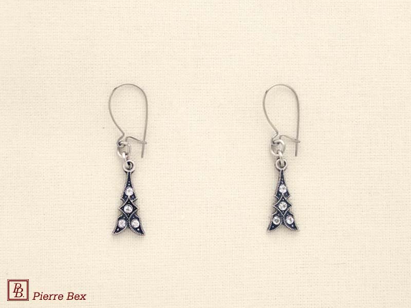 Pierre Bex Art-Deco earrings with rhinestones 45215-16
