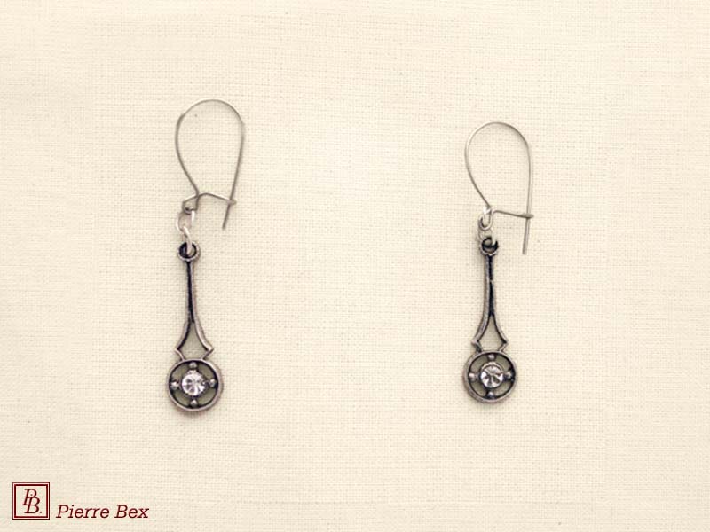 Pierre Bex Art-Deco earrings with rhinestones 45215-22