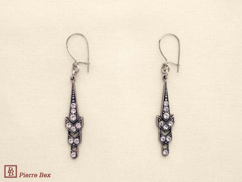 Pierre Bex Art-Deco earrings with rhinestones 45225-03