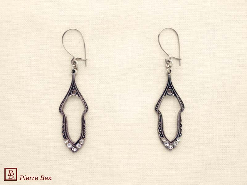 Pierre Bex Art-Deco earrings with rhinestones 45225-05