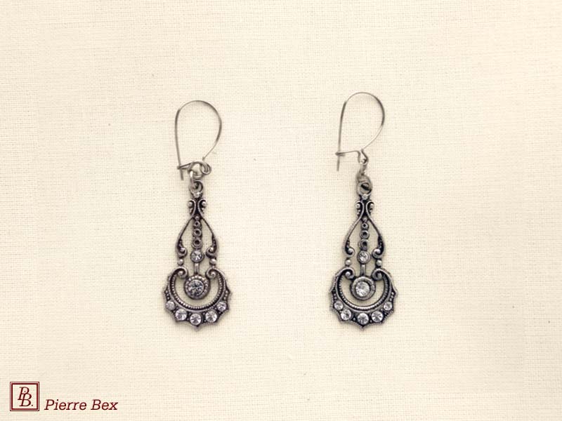 Pierre Bex Art-Deco earrings with rhinestones 45225-06