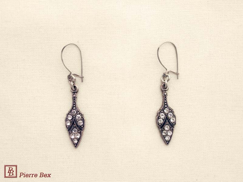 Pierre Bex Art-Deco earrings with rhinestones 45225-11