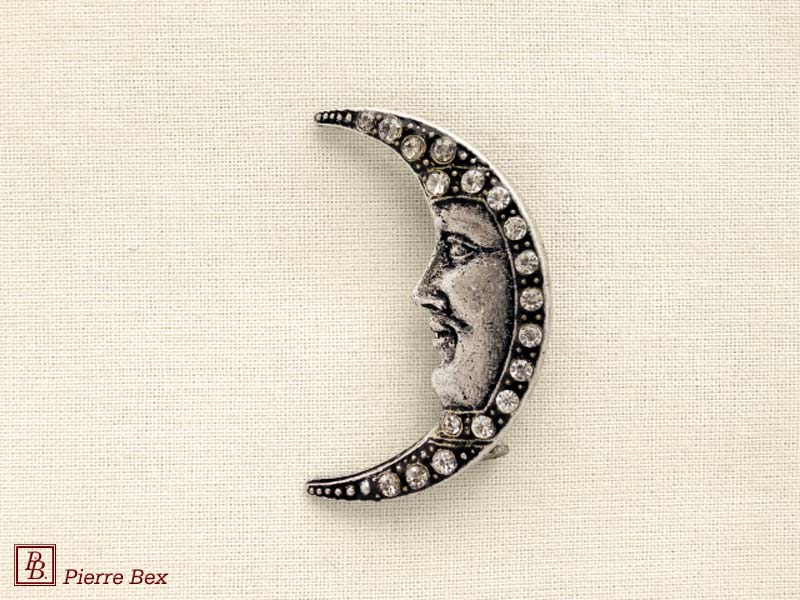 Pierre Bex Art-Deco brooch moon with pierrot 45336-02