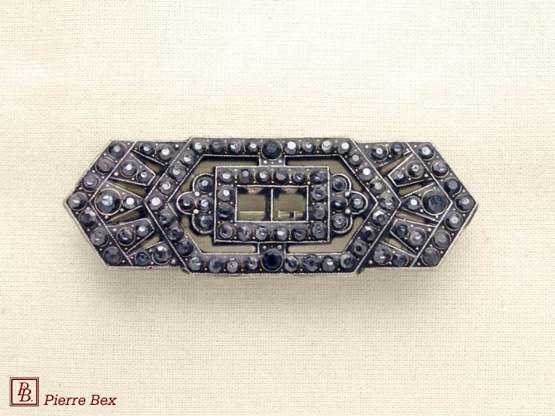 Pierre Bex Art-Deco brooch with rhinestones 45526-02A