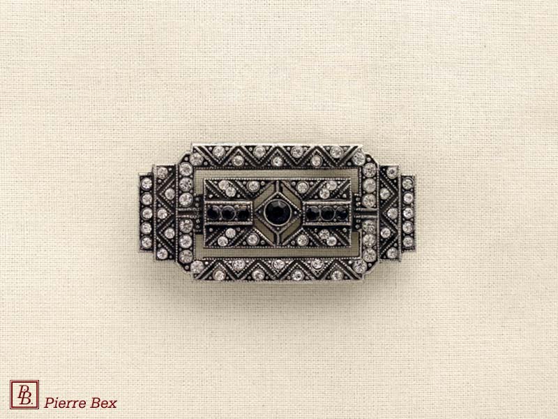 Pierre Bex Art-Deco brooch with rhinestones 45526-09