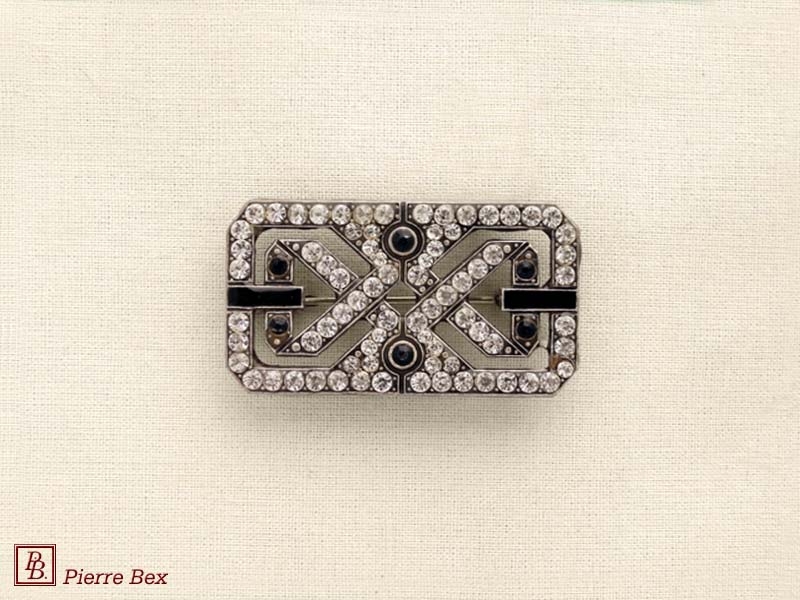 Pierre Bex Art-Deco brooch with rhinestones 45526-10