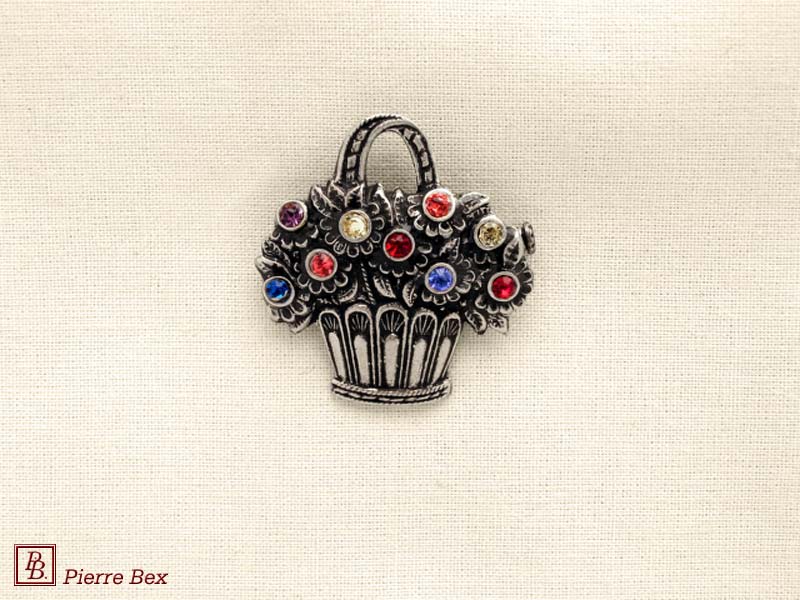 Pierre Bex Art-Deco brooch basket of flowers 45636-10