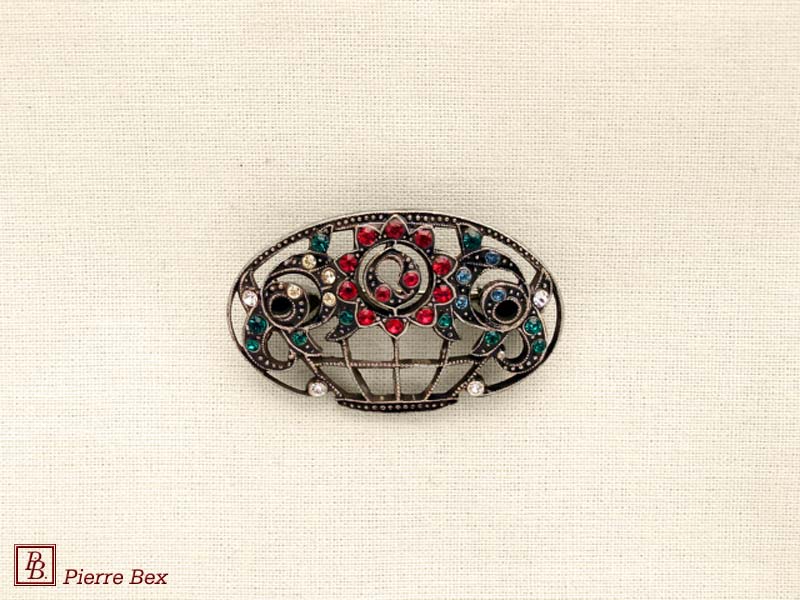 Pierre Bex Art-Deco brooch basket of flowers 45636-11