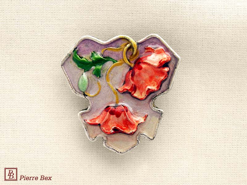 Pierre Bex Art-Nouveau enamel brooch flowers 48236-01