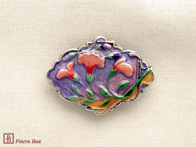 Pierre Bex Art-Nouveau enamel brooch flowers 48236-05