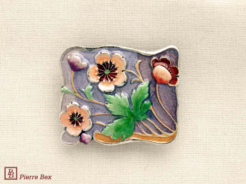 Pierre Bex Art-Nouveau enamel brooch flowers 48236-06