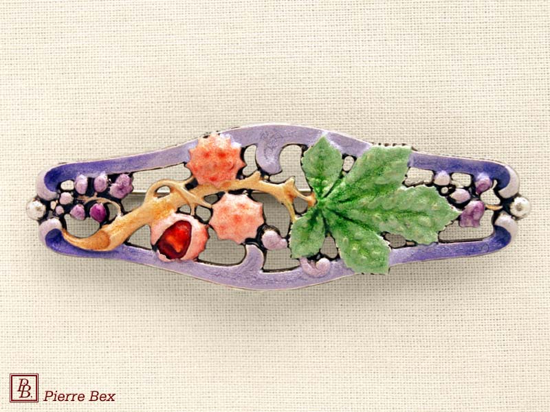 Pierre Bex Art-Nouveau enamel brooch flowers 48246-03