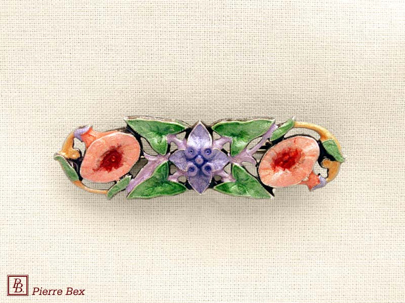 Pierre Bex Art-Nouveau enamel brooch flowers 48246-04