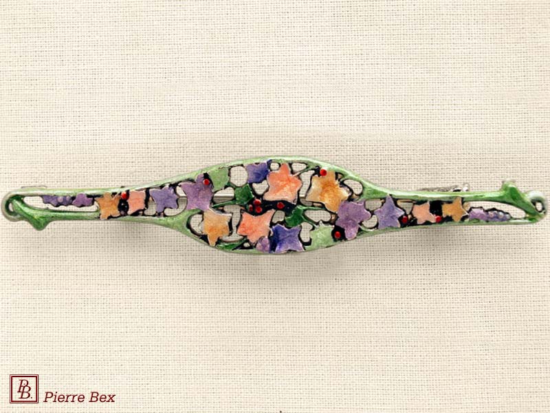 Pierre Bex Art-Nouveau enamel brooch flowers 48246-05