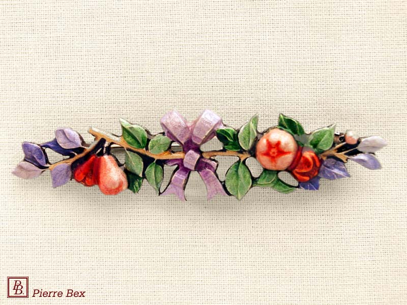 Pierre Bex Art-Nouveau enamel brooch flowers 48246-07