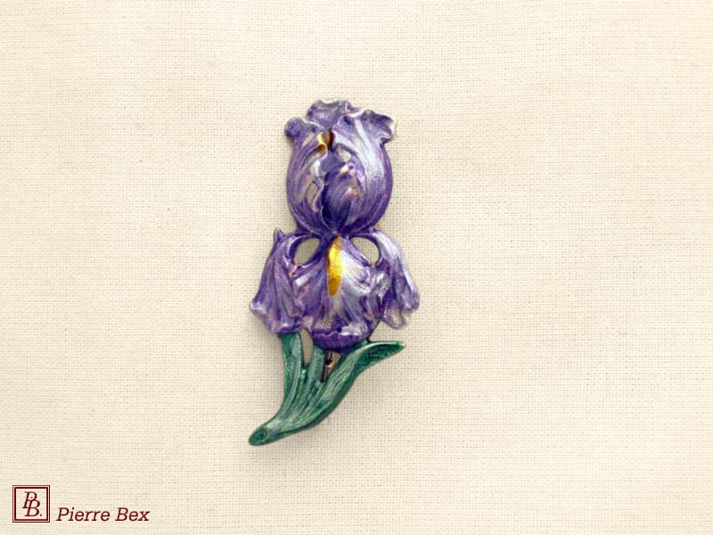 Pierre Bex Art-Nouveau enamel brooch iris 48256-09